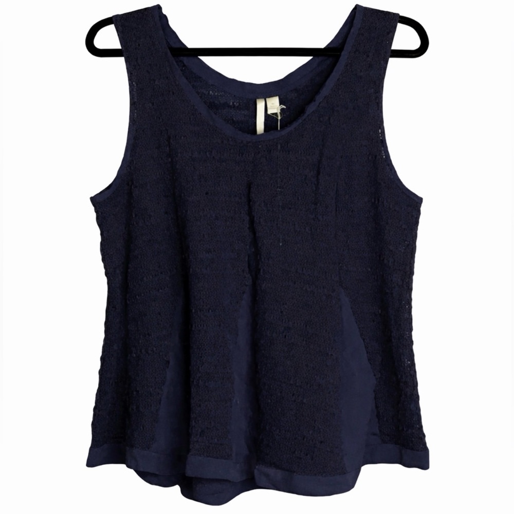 LC Lauren Conrad Chiffon Mixed Media Tank in Peacoat Navy ~ Size: XL ~ NWT - Picture 2 of 16